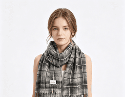 Checked polyester scarf - model showcase