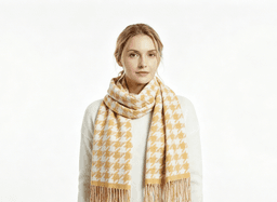 Core-spun two-tone tassel scarf - model showcase
