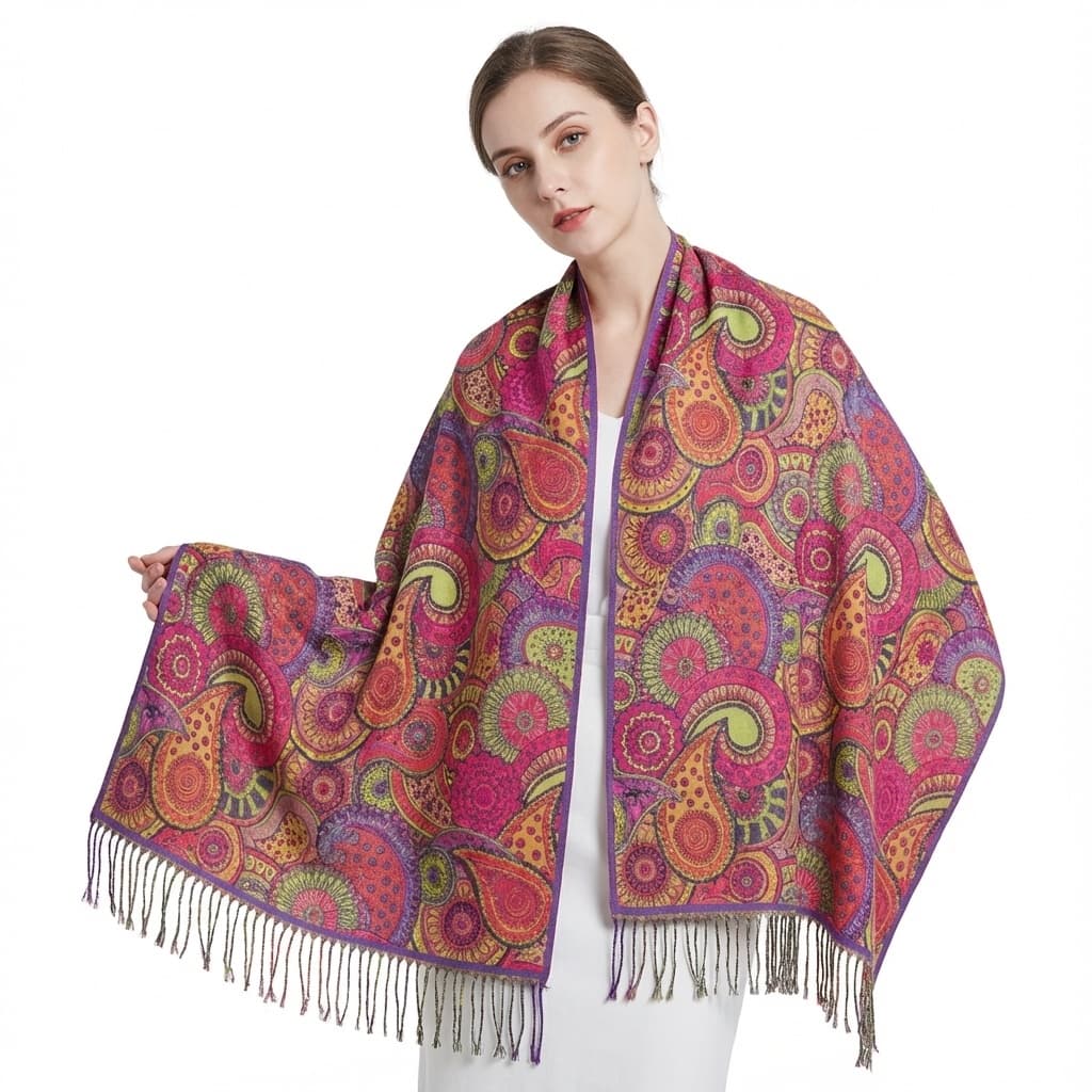 Oil painting jacquard scarf - styled look