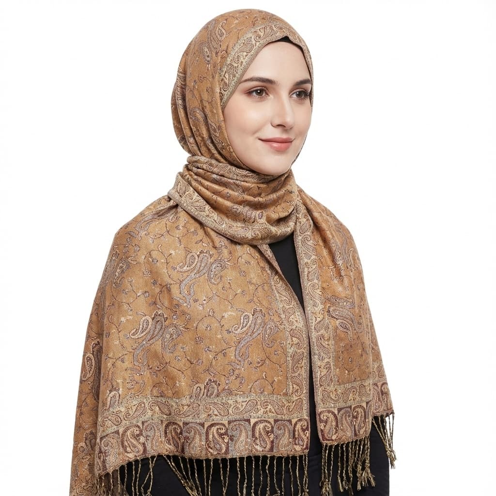 Paisley jacquard scarf - model showcase