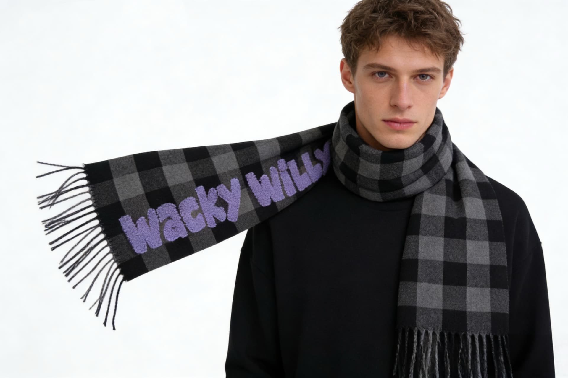 Narrow cut jacquard scarf - texture detail