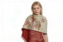 Oil painting jacquard scarf - fabric detail
