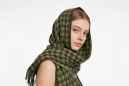 Core-spun two-tone tassel scarf - pattern detail