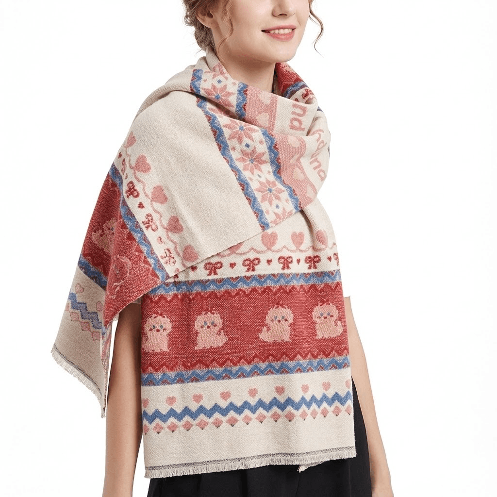 Cut jacquard scarf - styled look