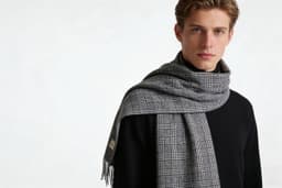 Wool blend checked scarf - full view