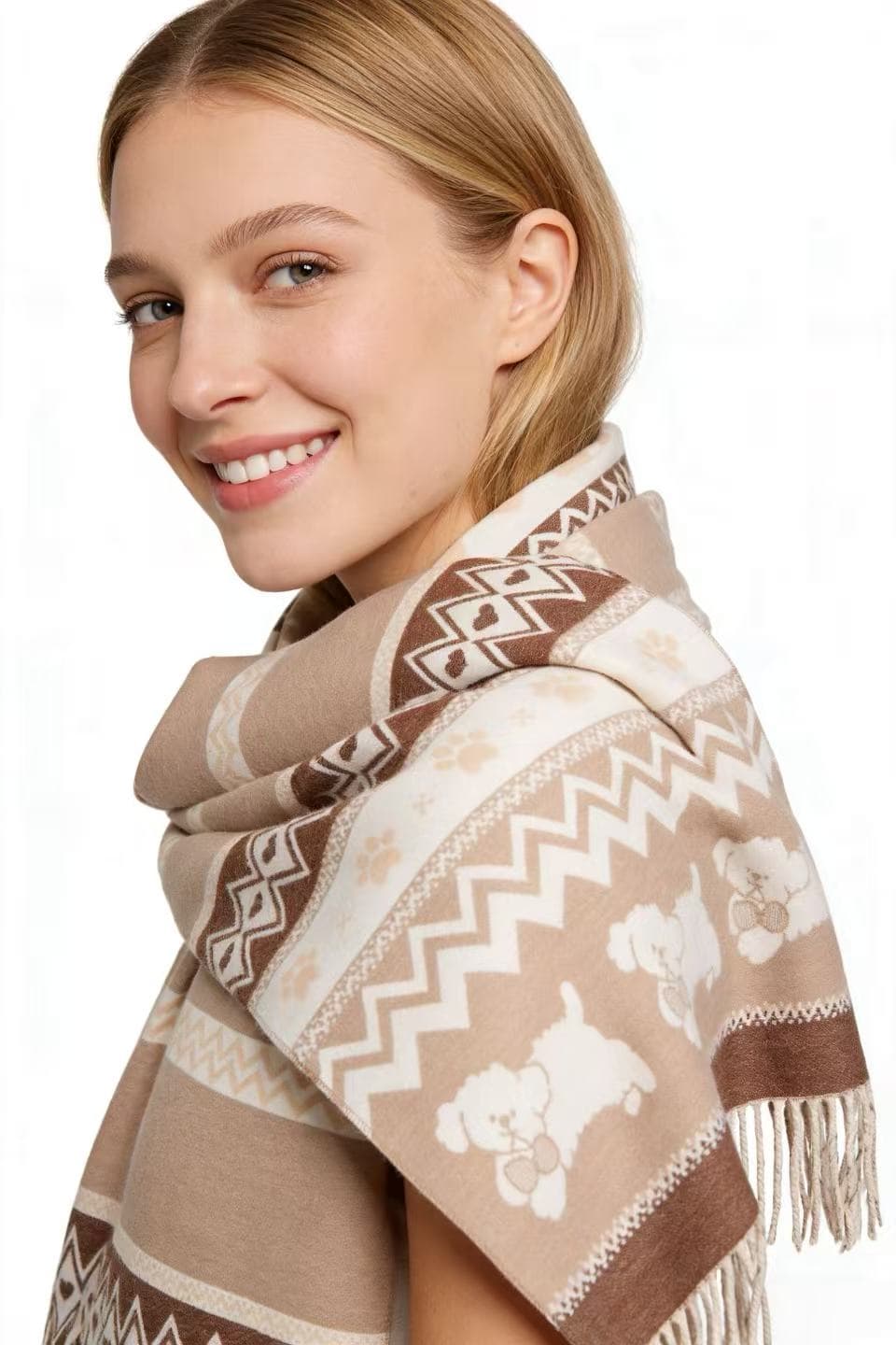 Core-spun brushed scarf - color variation