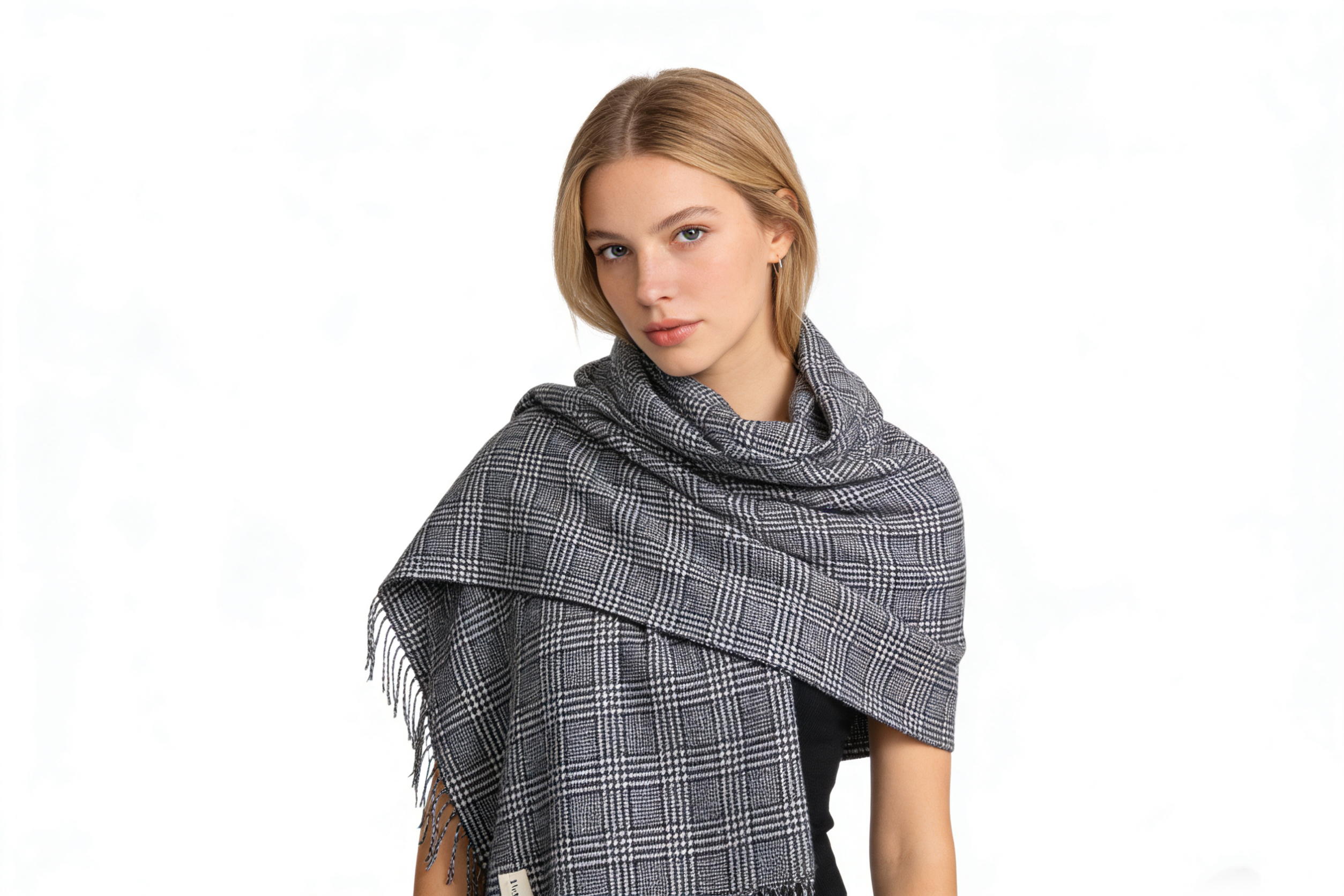 Wool Blend Checked Jacquard Rectangular Scarf (80×180cm) FYSC-2502