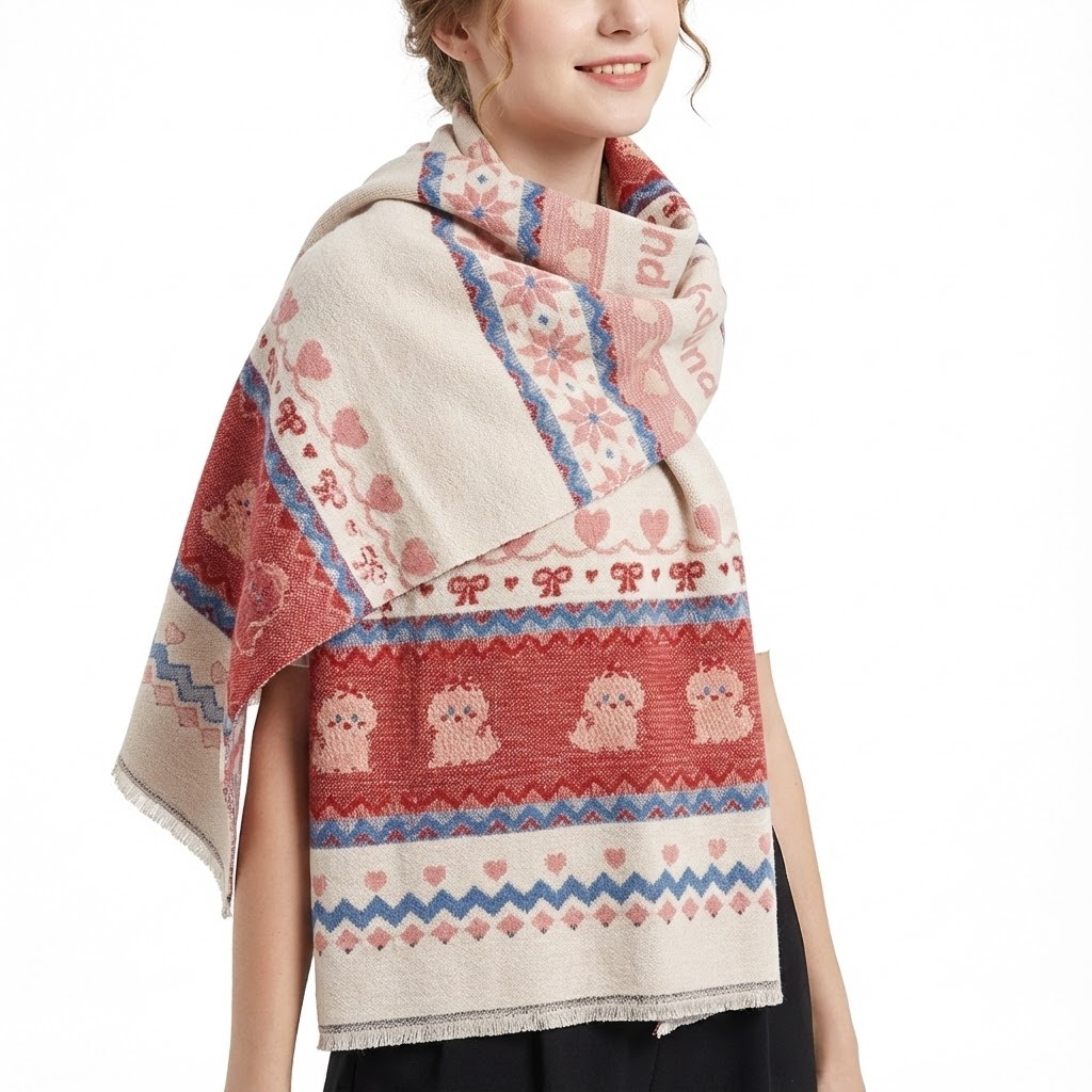 CLIPPED JACQUARD SCARF - Whimsy Series FYSC-2505 (65×180cm